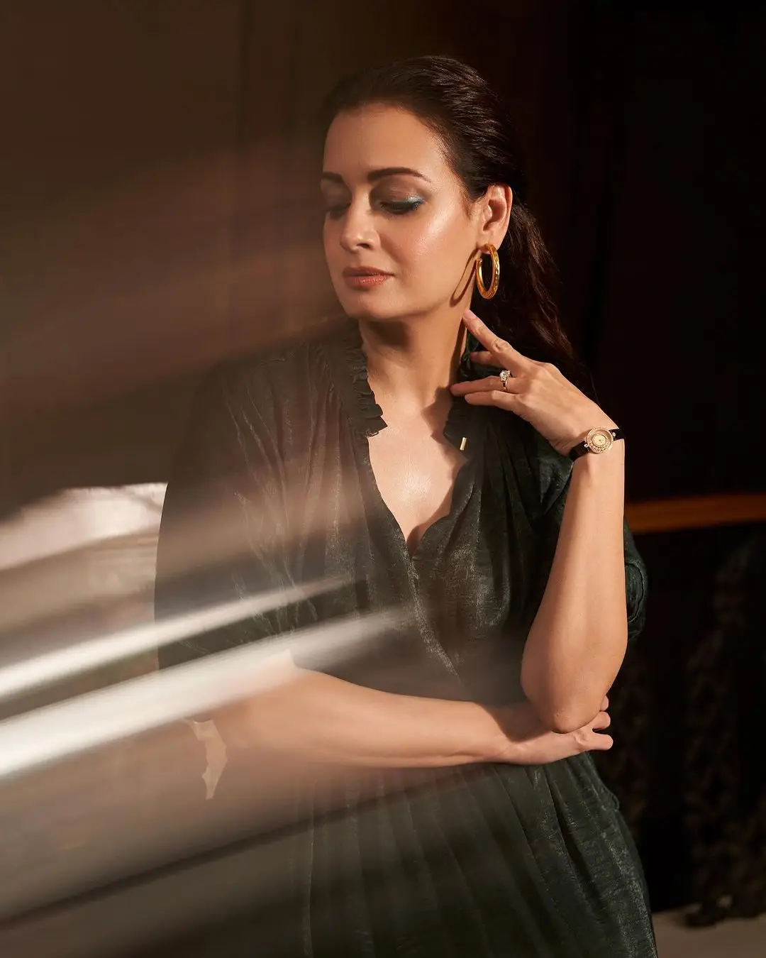 Dia Mirza In North Indian Traditional Black Gown